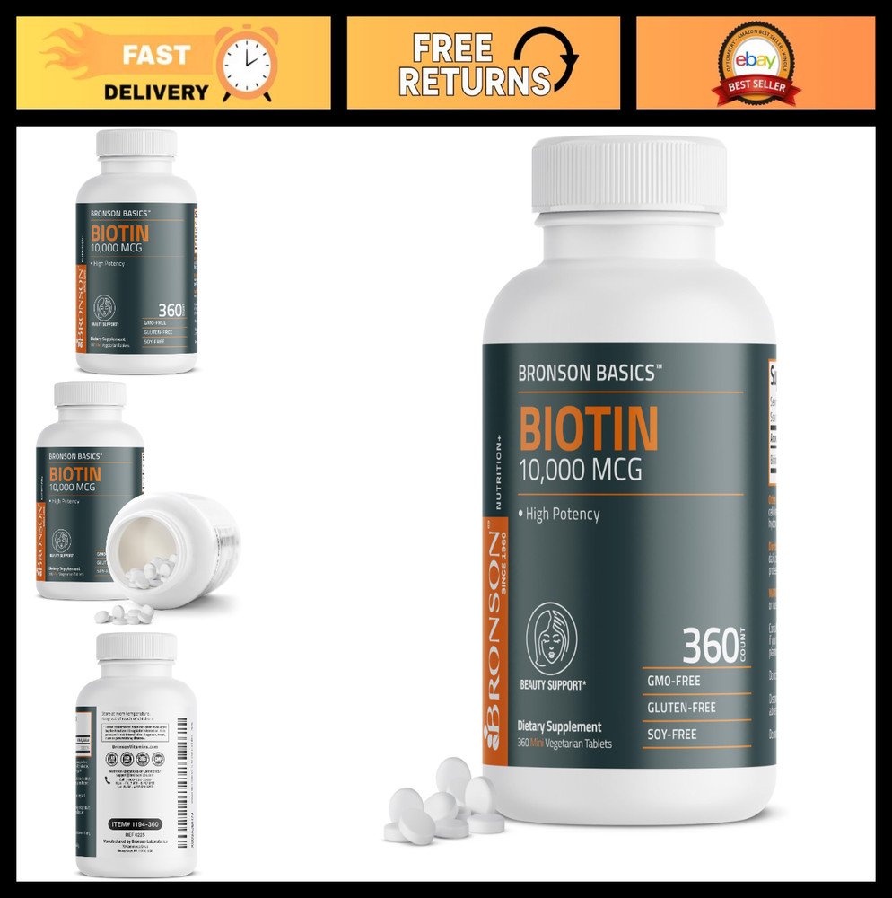 High-Potency Biotin 10,000mcg for Healthy Hair, Skin & Nails – 360 Veggie Tablet