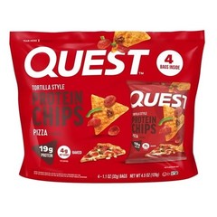 Quest Tortilla Style Protein Chips, 19g Protein,Pizza Flavor,1.1oz Bags,4 ct