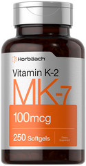 Vitamin K2 MK7 100mcg | 250 Softgels | Non-GMO, Gluten Free | by Horbaach