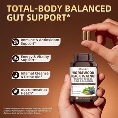 Wormwood Black Walnut Clove Parasite Cleanse for Humans Capsules – Natural Gut