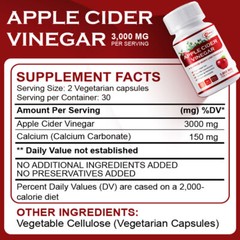 100% Pure APPLE CIDER VINEGAR ACV 3000mg PURE WEIGHT LOSS FAT BURNER Diet Pills