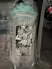 GamerSupps Anime Shaker Bottle 24oz Plastic Clear Mint Green Screw-on Lid