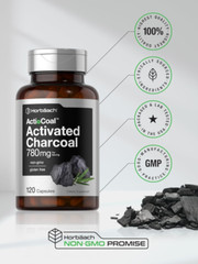 120 Capsulas De Carbon Activado Organico Pastillas Suplemento Natural