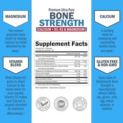 Bone Strength Calcium Supplement w/ Calcium, Vitamin D3, K2, C, Magnesium 120ct