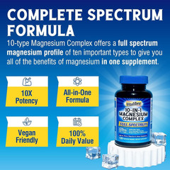 Magnesium Complex 10 in 1 420mg Chelated 120 Vegan Capsules Non GMO
