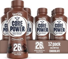 Core Power Protein Shake, Chocolate, 26g Bottle, 14oz, 12 Pack