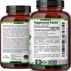 Zazzee Organic Milk Thistle Extract 20,000 mg Strength, 200 Vegan Capsules