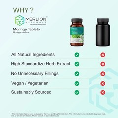 Merlion Naturals Moringa Tablets, Moringa oleifera, 500mg (120 Tablets) a424