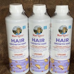 3 New Bottles Mary Ruth’s Hair Growth Max Liposomal Almond Cookie 15.22 floz Lot
