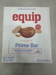 Equip Prime Bar Peanut Butter Grass-Fed Beef Protein Bars 12 Pack 20g Protein
