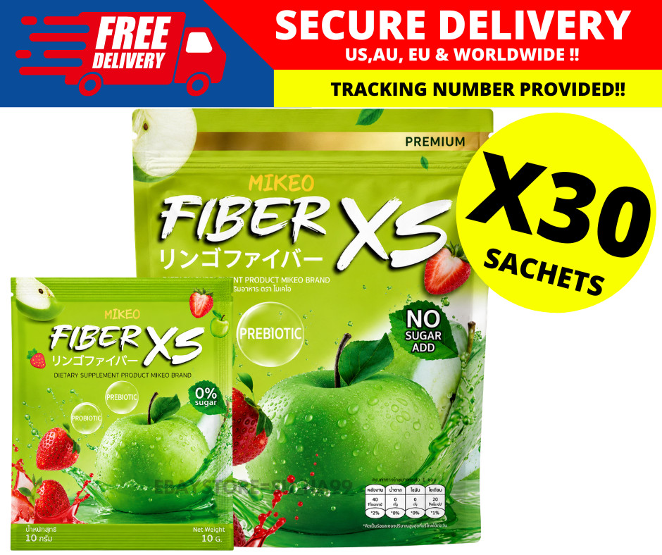 MIKEO Fiber XS Green Apple 30 Sachets Prebiotic + PR0biotic Sugar Free Detox