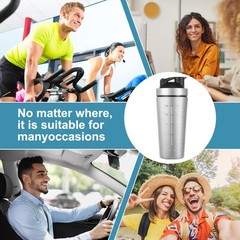 Stainless Steel Shaker Bottle with Wire Whisk 900ml, Leak Proof Metal Shaker