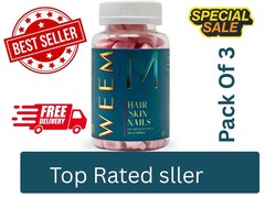 WEEM Hair Skin and Nails Gummies, Vegan biotin Vitamins, Healthy Hair (Pack 3)