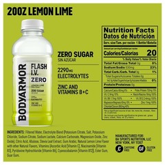 Bodyarmor Flash I V Zero Sugar Electrolyte Beverage Lemon Lime Hydration Drink