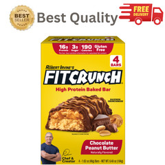 FITCRUNCH High Protein Bar Chocolate Peanut Butter 16g Protein 4 Count 1.62oz