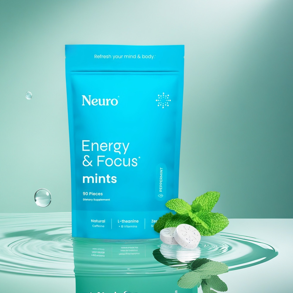 Neuro Energy & Focus mints Energy Supplement with L-Theanine & VB 90ct