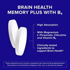 Qunol Brain Health Memory Plus w/ B6 Magnesium L-Threonate & Citicoline 60ct