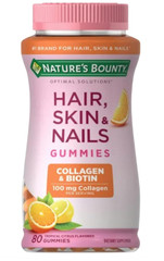 Nature’s Bounty Hair Skin & Nails Gummies 2500mcg Biotin + Collagen 80 Ct Citrus
