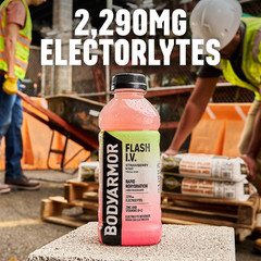 Flash I.V. Electrolyte Beverage, Strawberry Kiwi, Hydration Drink with Coconut W