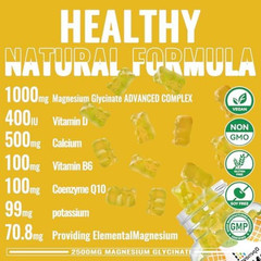 Magnesium Glycinate Gummies 2500mg – Sugar Free Magnesium Potassium Supplement w