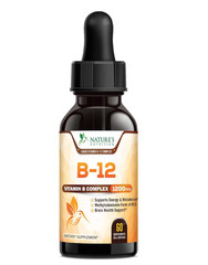 Vitamin B12 Sublingual Liquid Drops 1200mcg Natural Energy Booster (2 oz)