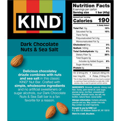 KIND Gluten Free Dark chocolate nuts & Sea Salt Snack Bars 1.4 oz, 6 Count Box..