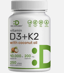 NEW 1PC Vitamin D3 + K2 DEAL SUPPLEMENT Immune Support Strong Bones