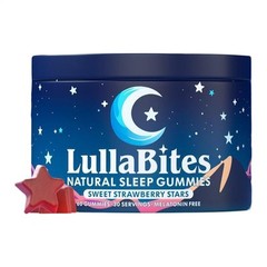 2 PACKS–NEW LullaBites Natural Sleep Gummies Strawberry Stars Flavor 60 Gummies