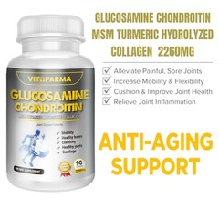2 X GLUCOSAMINE CHONDROITIN TURMERIC JOINT SUPPORT 2260MG TRIPLE STRENGTH Ct180