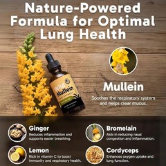 RESPICLEAR For Mullein Drops With Ginger & Lemon All-Natural Lung Cleanse