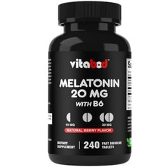 Melatonin 20mg High Potency Natural Sleep Aid Berry Flavor 240 Fast Dissolve TAB