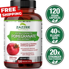 Extra Strength Pomegranate 20:1 Extract 40% Ellagic Acid, 500 mg, 120 Vegan Caps