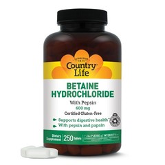 Betaine Hydrochloride with Pepsin 600mg – Digestive Support, 250 Tablets