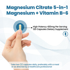 420mg 5-in-1 Magnesium Complex Supplement for Energy, Sleep & Bone Health