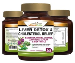Liver Cleanse & Detox Support Supplement 1600mg with 120 caps + Milk Thistle