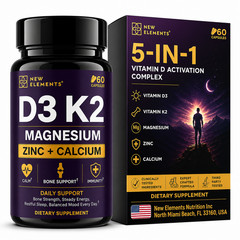 Vitamin D3 K2 Magnesium Glycinate Zinc Calcium Bone & Immune Support 60 Caps USA
