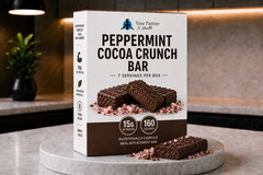 PEPPERMINT COCOA CRUNCH BAR – 1 BOX/7 SERVINGS – SIMILAR TO OPTIFAST – FRESH
