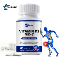ZHPHK Vitamin K2 MK-7 200 mcg, 60 Capsules – Gluten Free and Non-GMO MK7