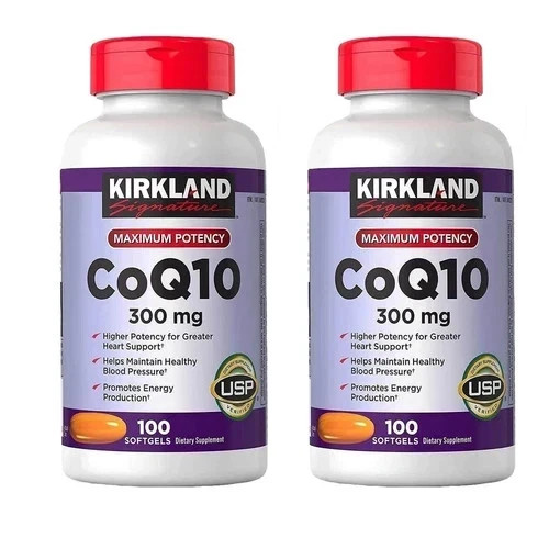 Kirkland Signature CoQ10 300mg 2 Pack 200 Softgels Heart Energy Support EXP 0527