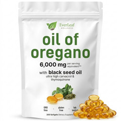 Oil of Oregano 6000mg with Black Seed Oil Softgels 300 Count Dietary Supplement