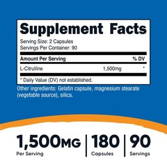 Nutricost L-Citrulline 750mg, 180 Capsules – Gluten Free & Non-GMO