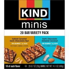 KIND Mini Snack Bars Variety Pack, Gluten Free, Low Sugar, Low Calorie Snacks, D