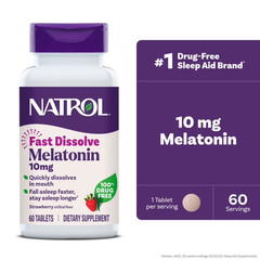 Natrol Melatonin Fast Dissolve Tablets, 10 mg, Strawberry, 60 tabs