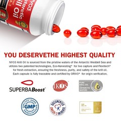 NYO3 Krill Oil Omega 3 Supplement 1000mg 270 Softgels EPA & DHA, Pure Antarct…
