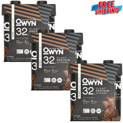 (3 Pack) OWYN Pro Elite Protein Shake, Chocolate, 4 Ct, 32g 100% Vegan Delicious