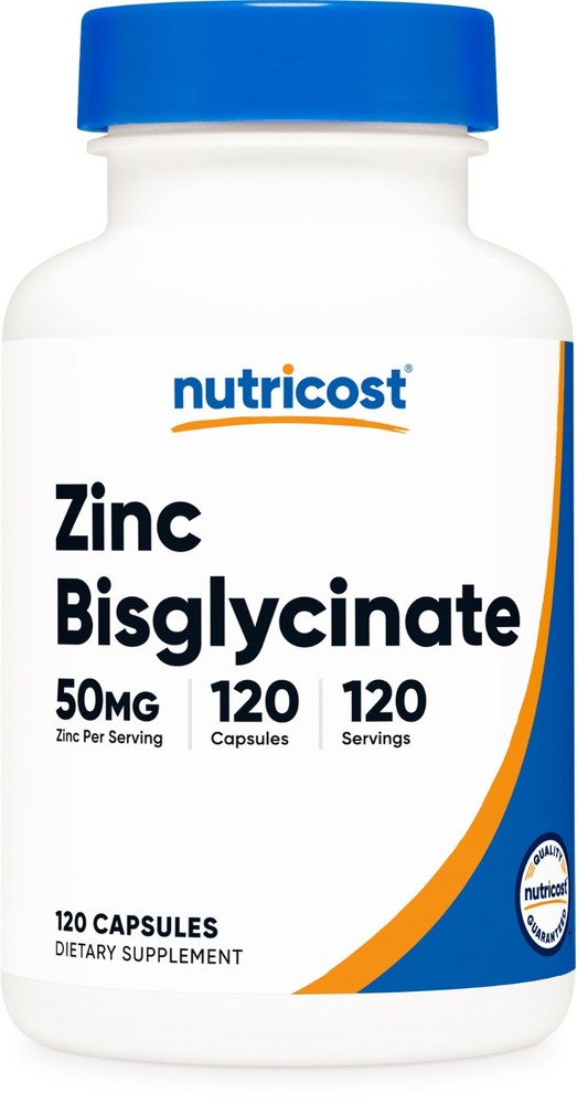 Nutricost Zinc Bisglycinate (50mg) 120 Vegan Capsules – GMO-Free, Gluten-Free