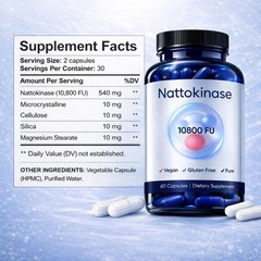 1-3X Nattokinase Supplement – 10800 FU 60 Capsules Per Serving HOT 2026