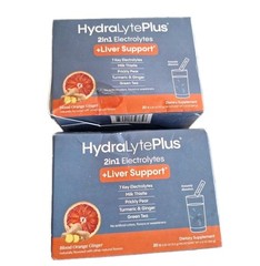 2 HYDROLYTE PLUS Liver Support Electrolyte DRINK Mix 40 Packets ORANGE GINGER