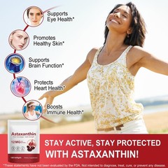 Astaxanthin Antioxidant Supplements for Eye, Joint & Skin Health – 120 Capsules