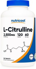 Nutricost L-Citrulline 2500mg Per Serving, 60 Servings, 1250mg Per Tablet, 120